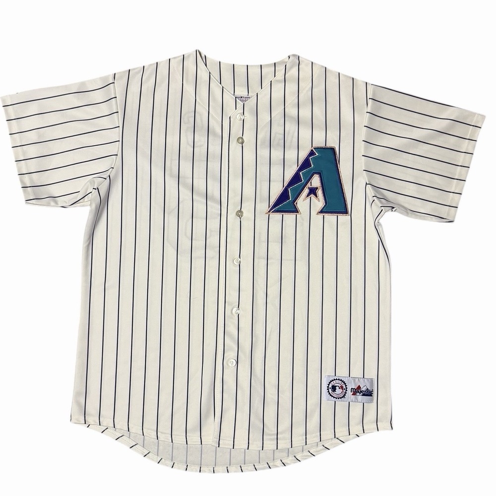VTG Majestic Arizona Diamondbacks Glass #25 PinStriped‎ Ivory Jersey Stitched XL
